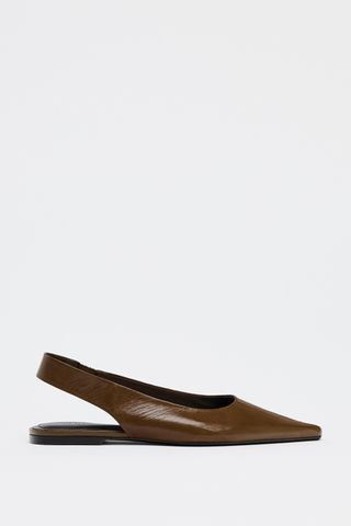 ZARA Pointed Toe Leather Slingback Flats