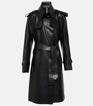 Faux Leather Trench Coat