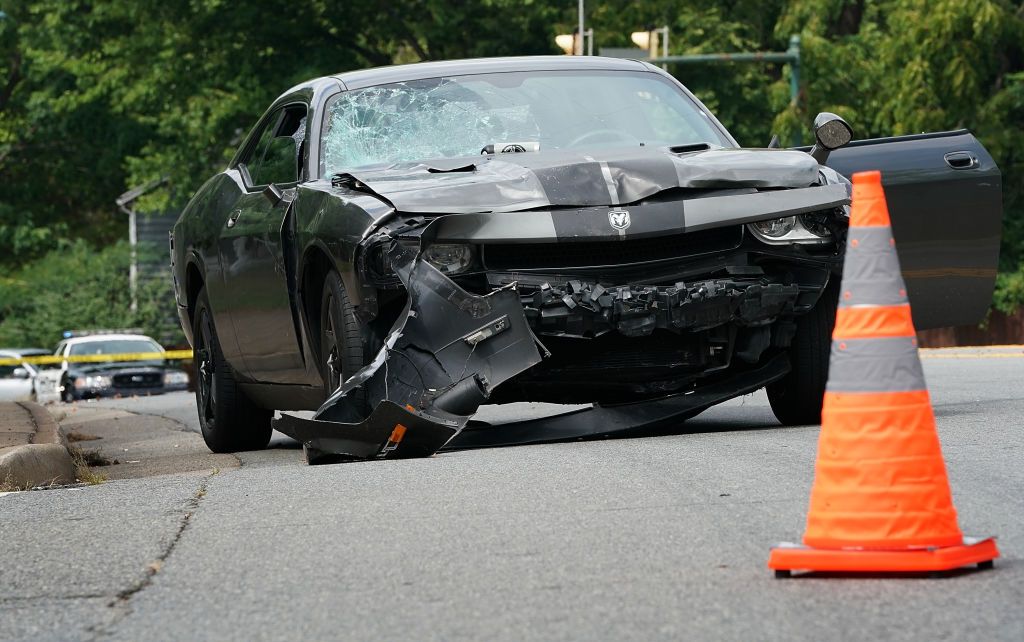 The car that allegedly rammed into anti-racist protesters in Charlottesville, Virginia