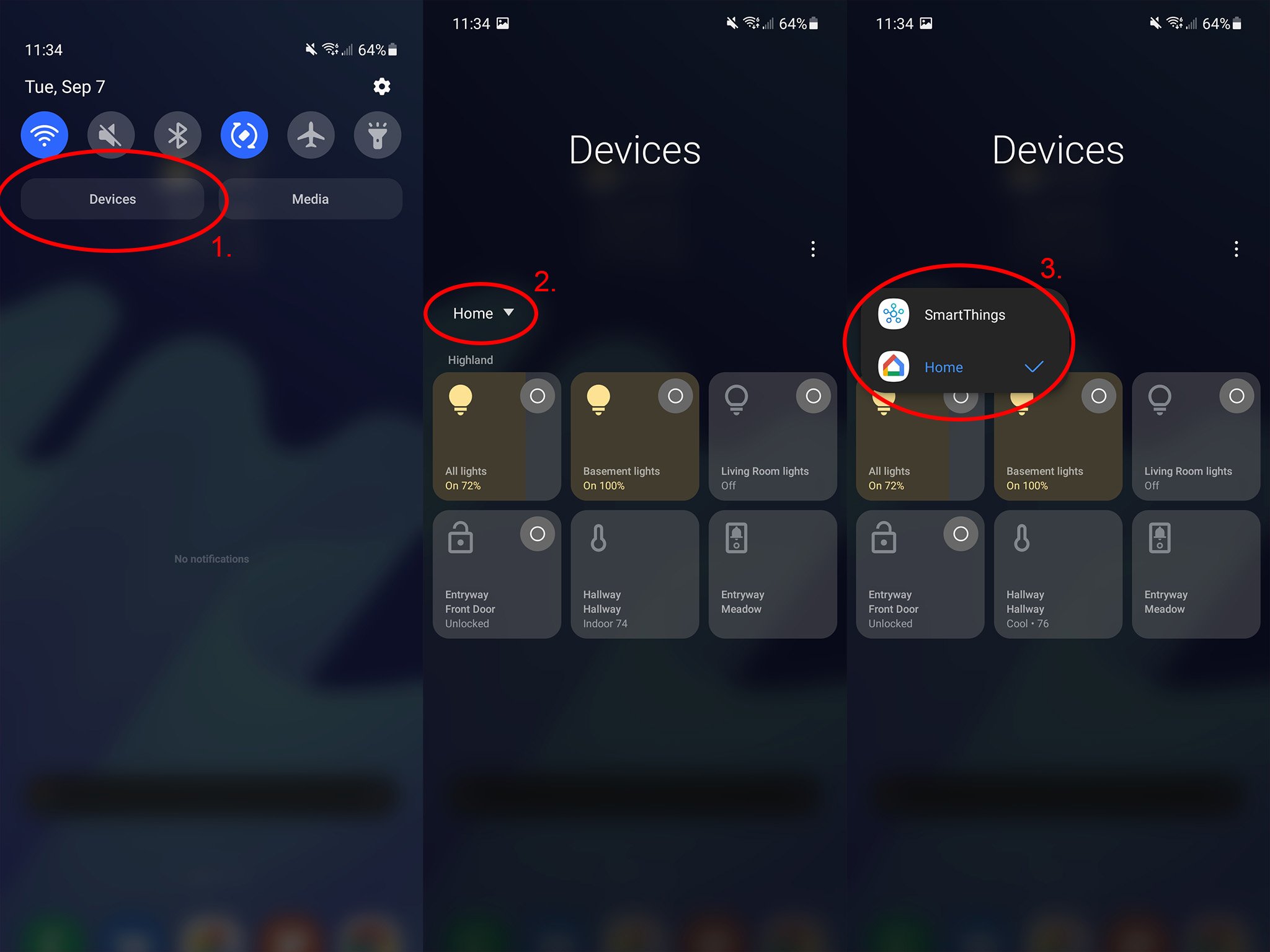 Samsung One UI 4 Cover Notification Shade Devices