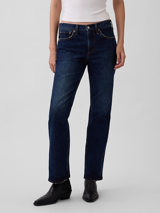 Mid Rise Straight Jeans