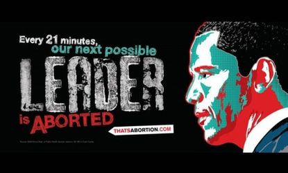 The president's image has been printed on what will be 30 anti-abortion billboards positioned around Chicago's South Side neighborhoods.