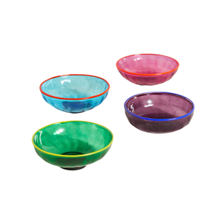 A set of assorted colorful bowls