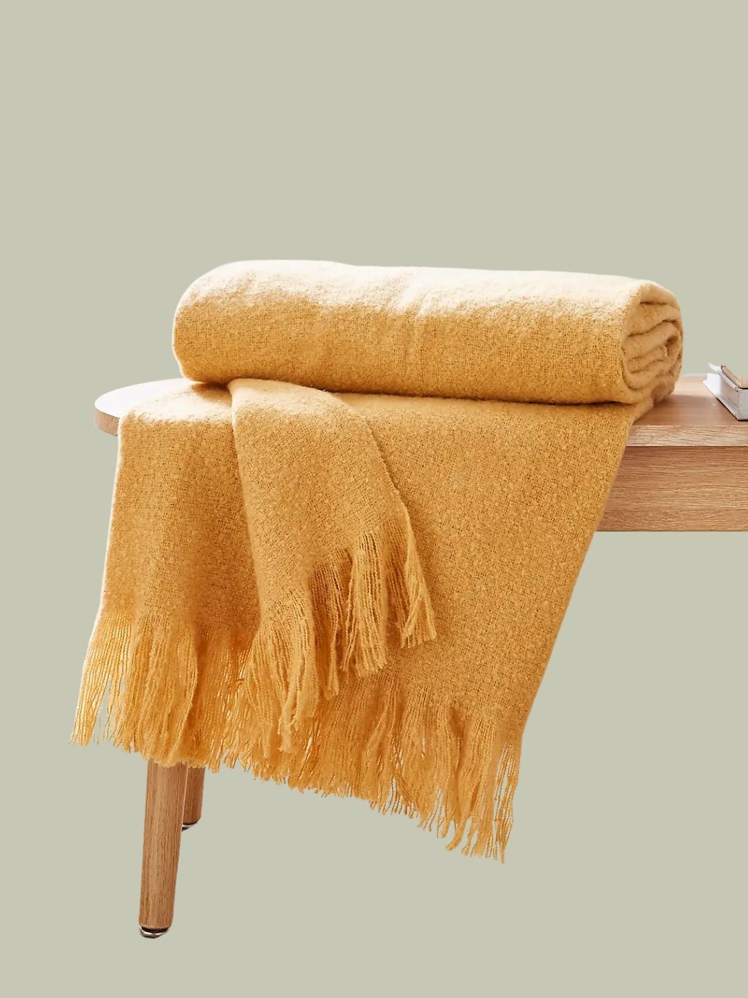 Dunelm, Brushed Boucle Throw, Ochre Yellow