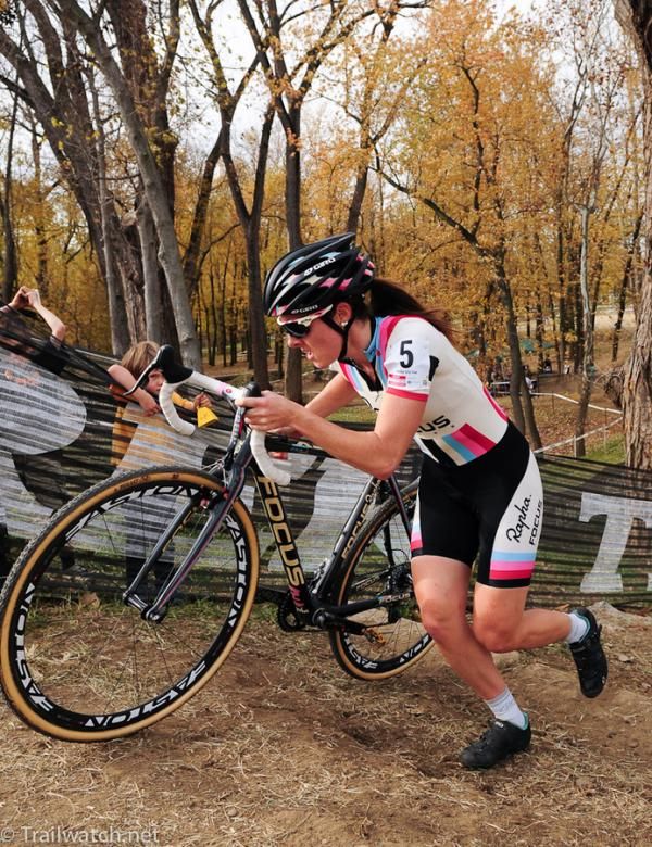 Gabby Day (Rapha Focus) on the stone stairs