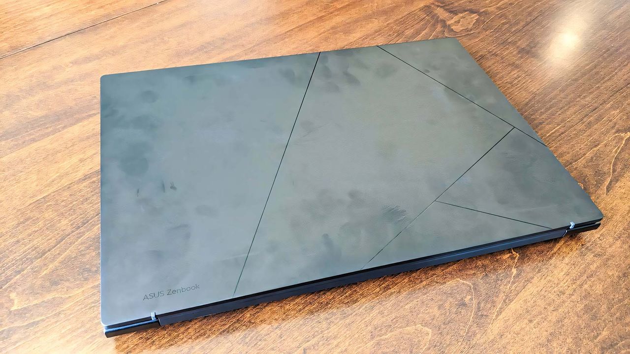 ASUS Zenbook 14 UM3406HA) fingerprints on lid.