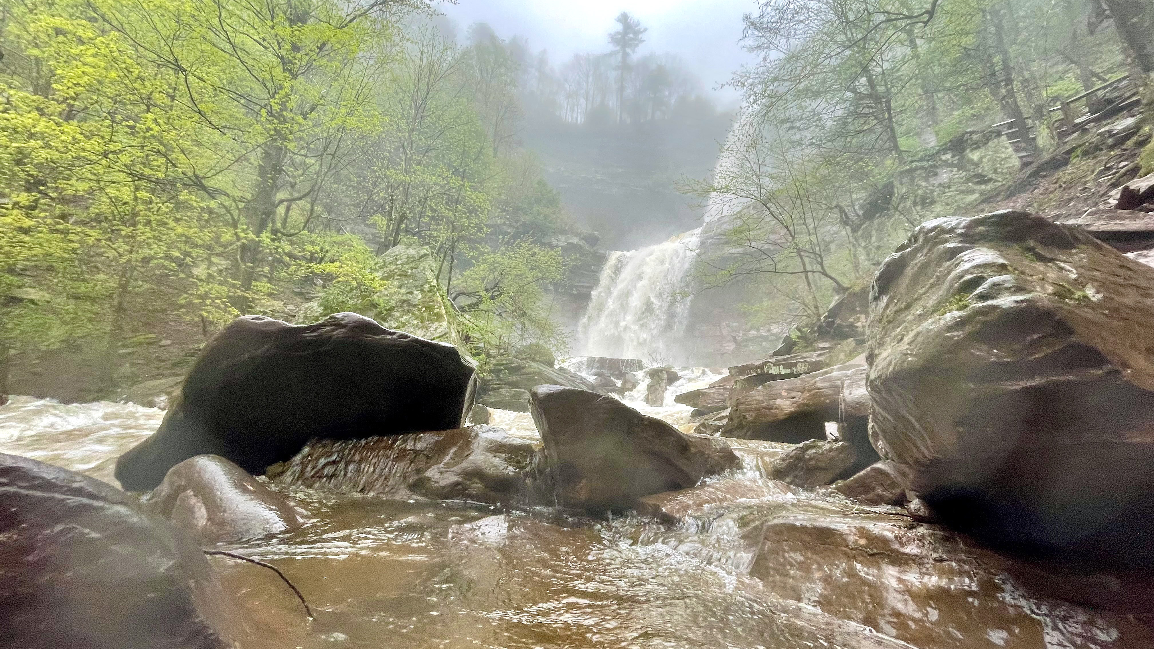 Wide-angle view of Kaaterskill Falls in upstate New York