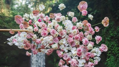flower wall ideas pink archway