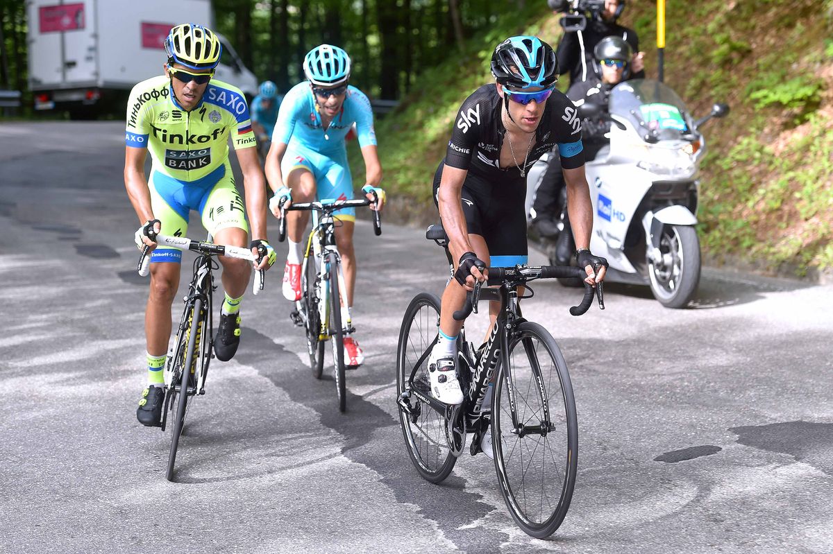 Porte, Contador and Aru on the final climb