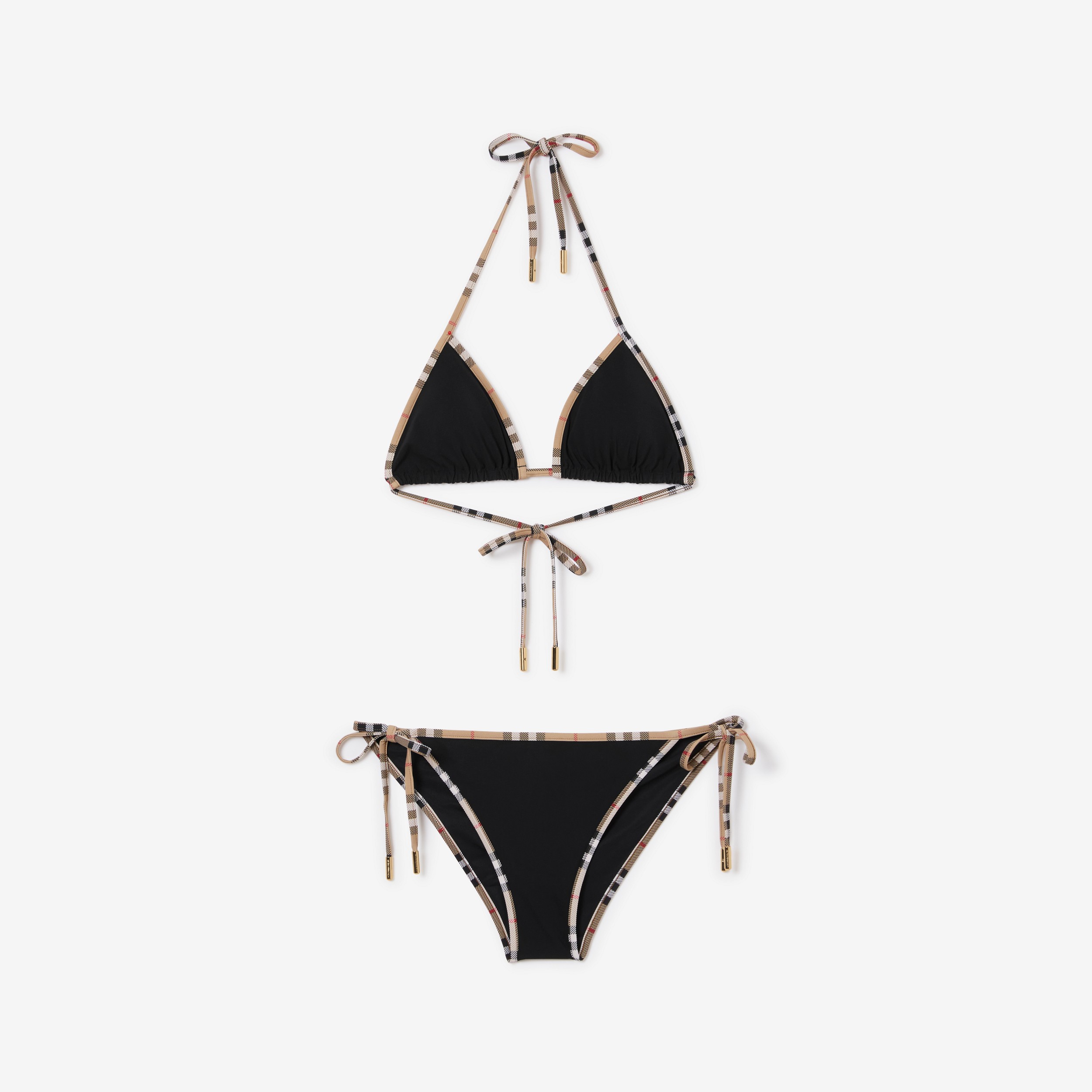 Burberry, Check Trim Bikini in Black