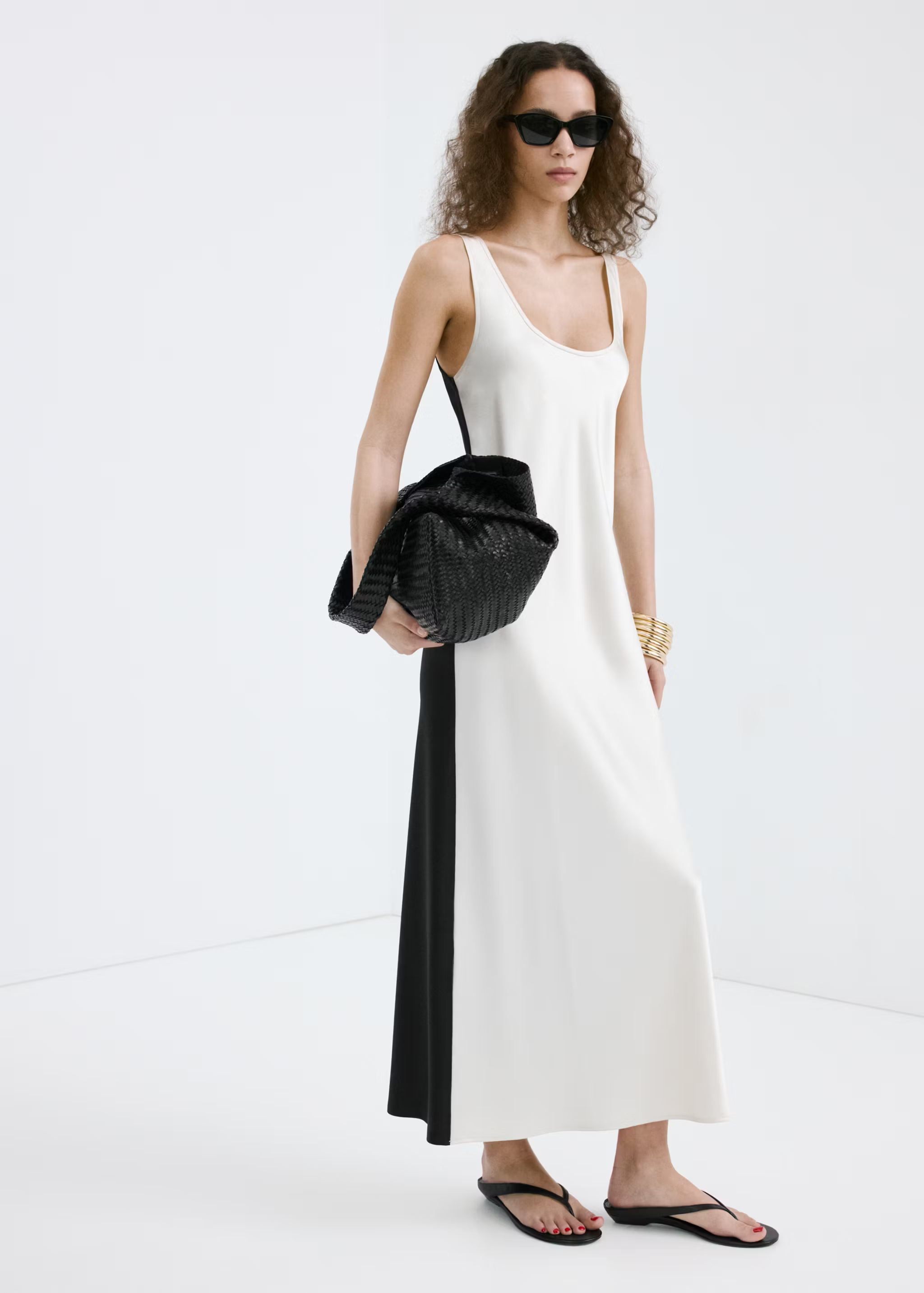 MANGO, Two-Tone Satin Dress