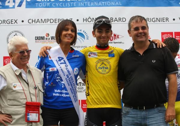 Michele Gazzara on the podium as race leader.