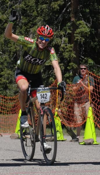 Tyler Wren of Boo Bicycles crossed the finish line on a cyclo-cross bike to win the men's pro division of the Crusher in the Tushar.