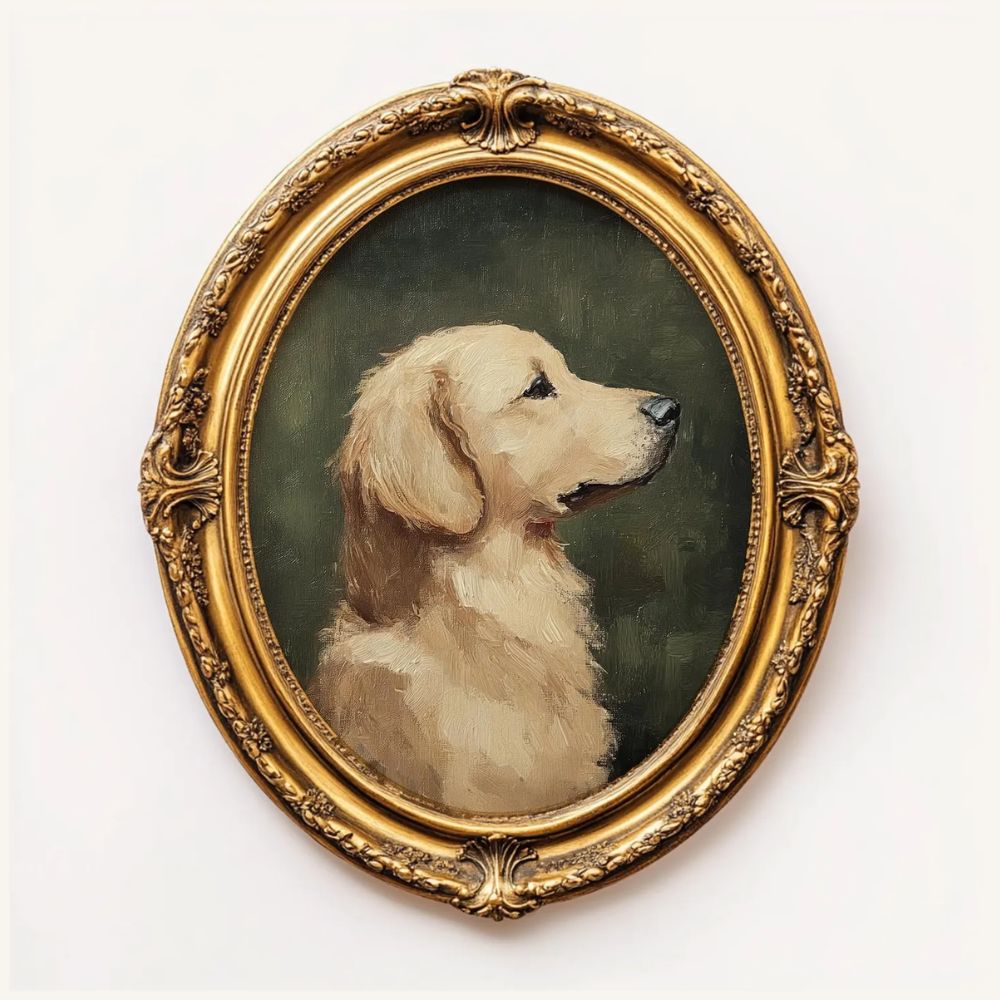 Mini Vintage Golden Retriever Lovers Portrait