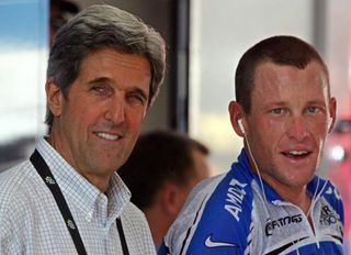 Senator John Kerry and Lance Armstrong at the 2005 Tour de France