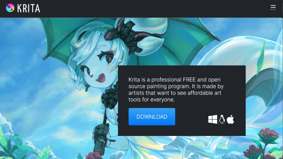 Krita website screenshot (May 2025).