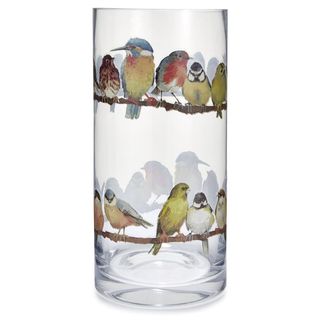 Laura Ashley large glass vase with garden Bird Print