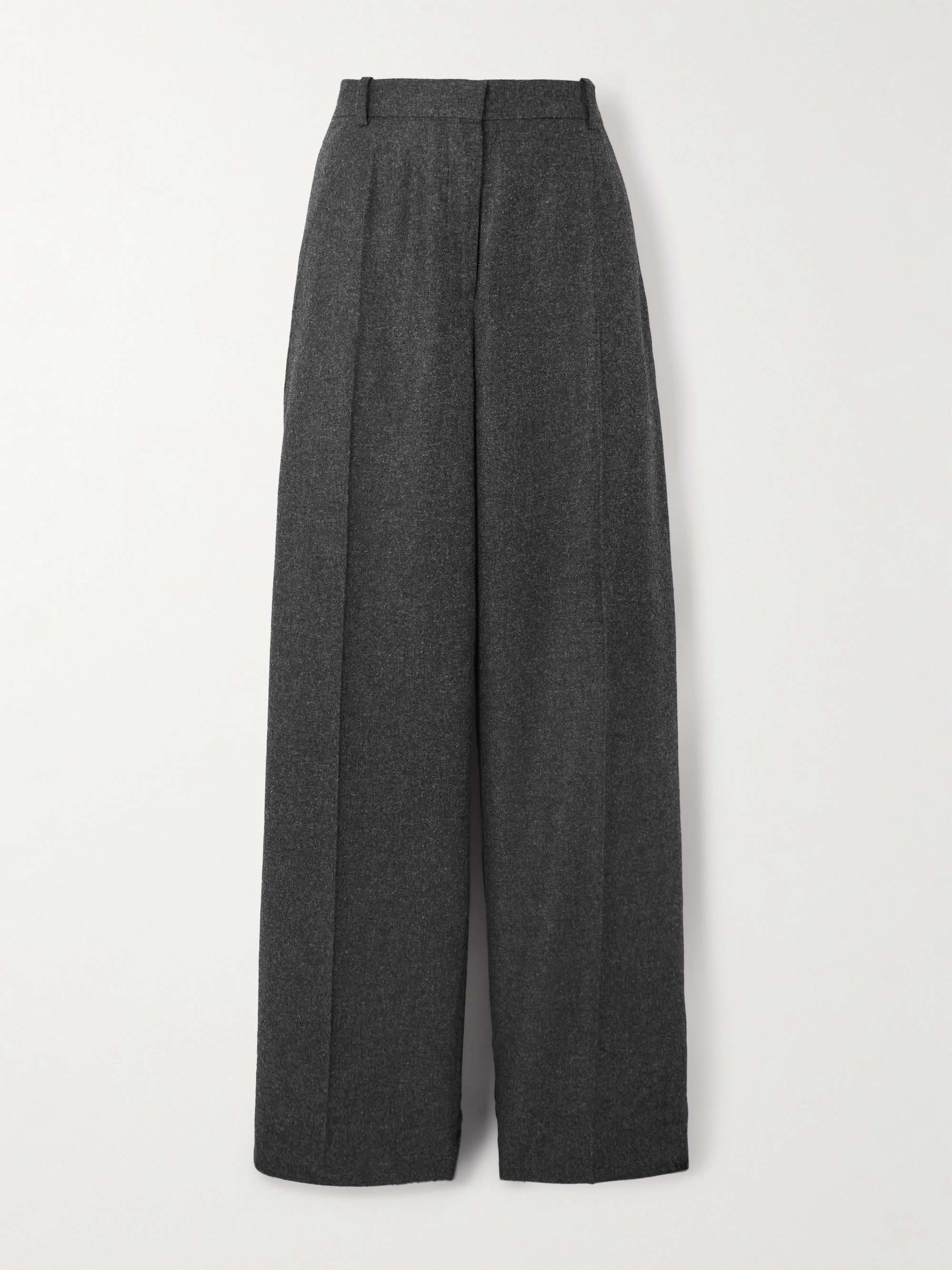 Pleated Flannel Wide-Leg Pants