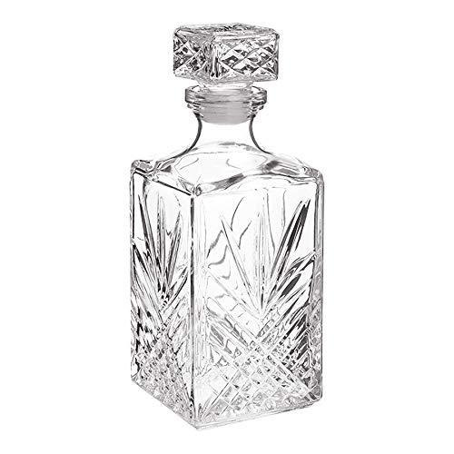 Bormioli 1 Litre Cut Glass Square Glass Decanter Whisky Decanter