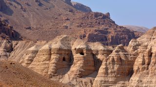Caves that held Dead Sea Scrolls are seen in this image.