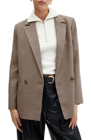 Houndstooth Double Breasted Blazer