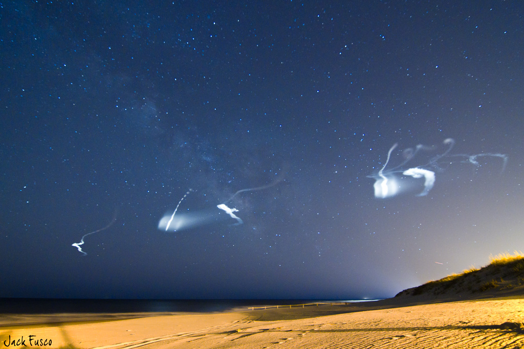 Skywatcher and photographer Jack Fusco snapped this photo of the glowing clouds created by NASA's five-rocket ATREX launch from Seaside Park, N.J. (north of the rockets' Virginia launch site) on March 27, 2012.