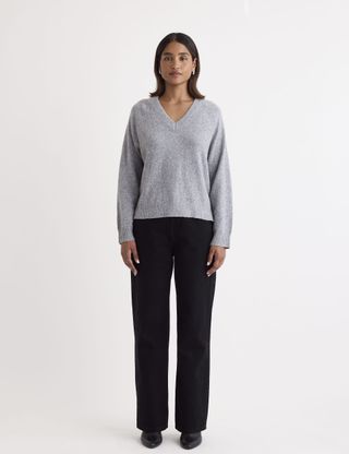 Cotton Rich V-Neck Relaxed Jumper