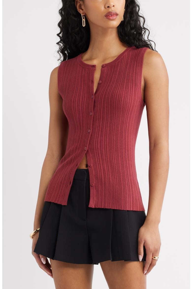 Button Front Rib Tank