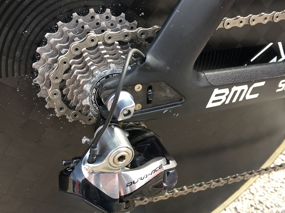 Dennis is running an 11-25T Dura-Ace cassette