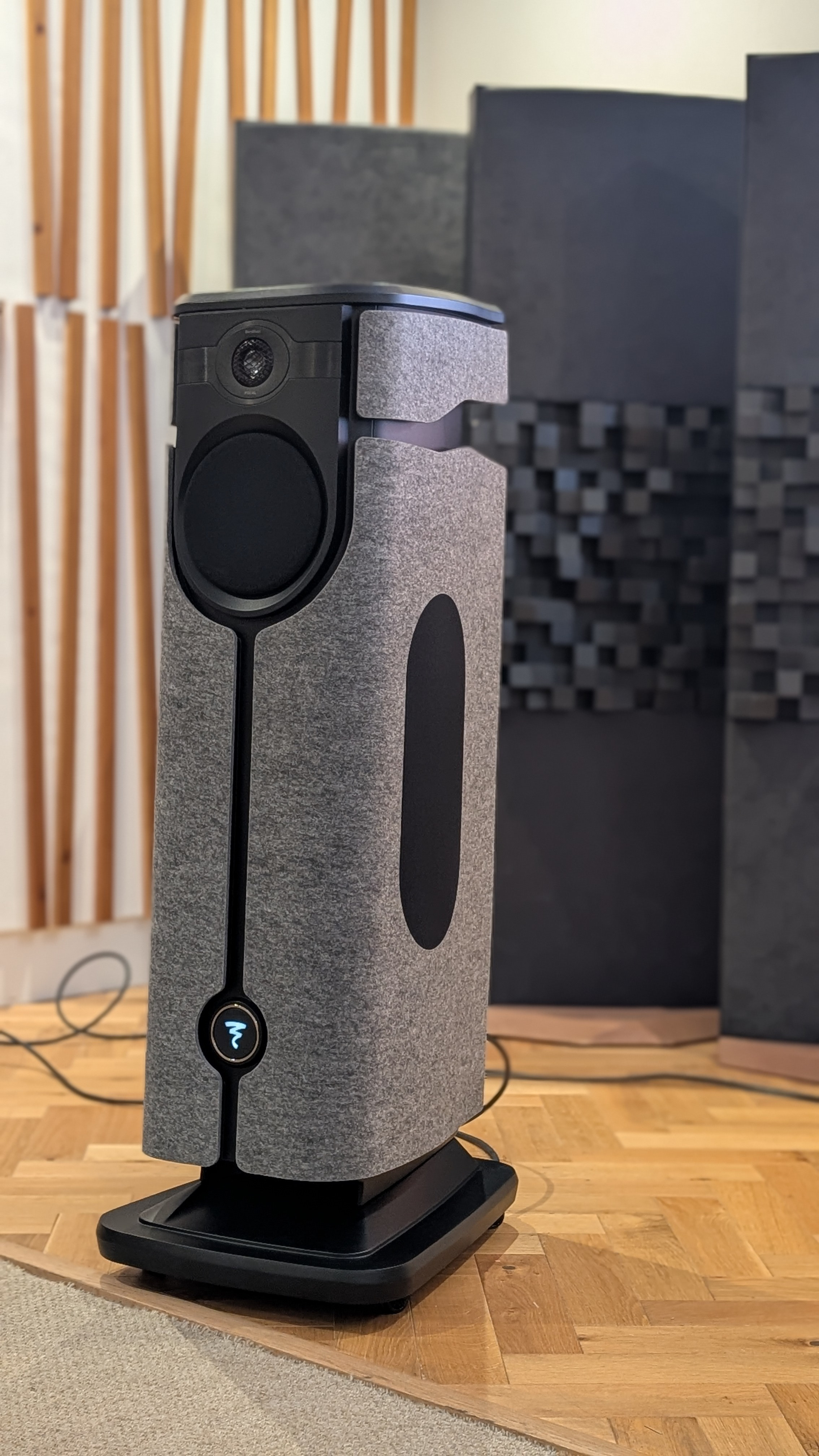 A Focal Diva Utopia speaker in Naim's listening room