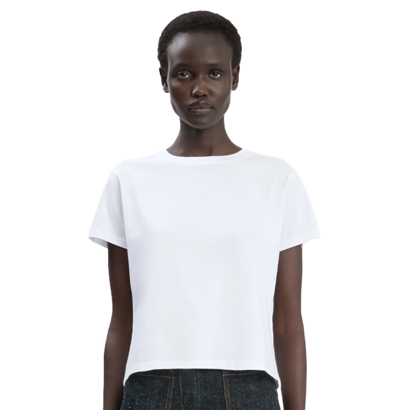 model wearing a white tshirt, Victoria Beckham
