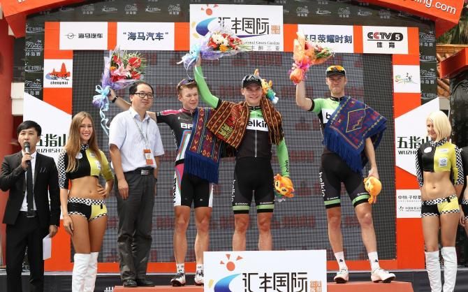 The stage 6 podium