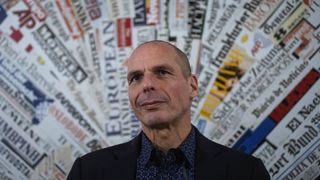 Varoufakis at a conference with foreign press in 2018.