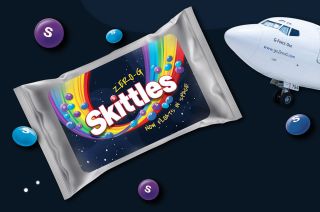 Skittles is giving away a zero-g flight for two and 99 bags of limited edition Zero-G Skittles to lucky fans who purchase Skittles products on Amazon from Sept. 30 to Oct. 14, 2021.