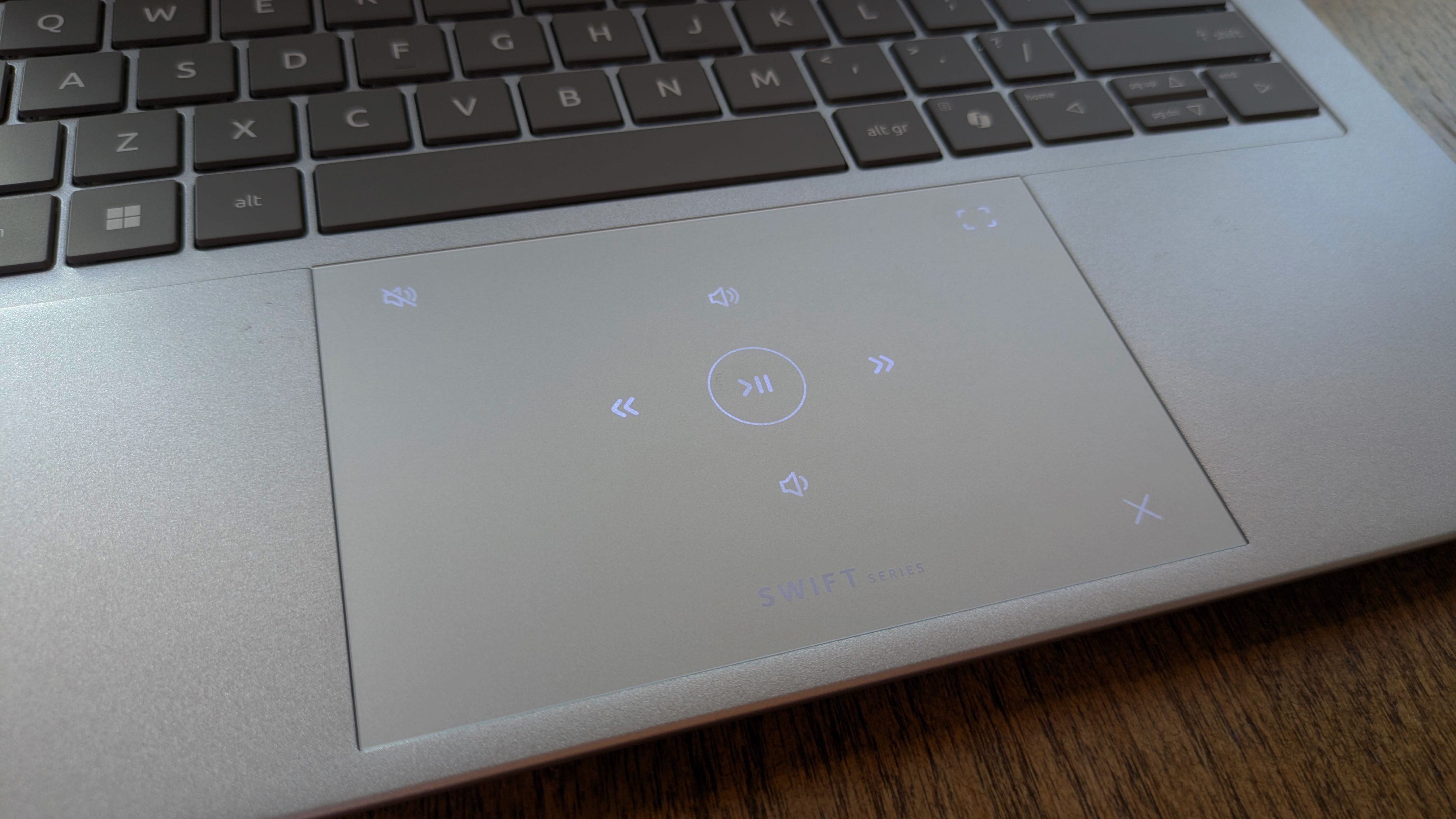 The controls on the new Acer Swift AI trackpad