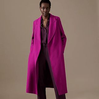 wool rich coat in purple