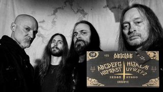 Deicide press photo, plus (inset) the Deicide ouija board