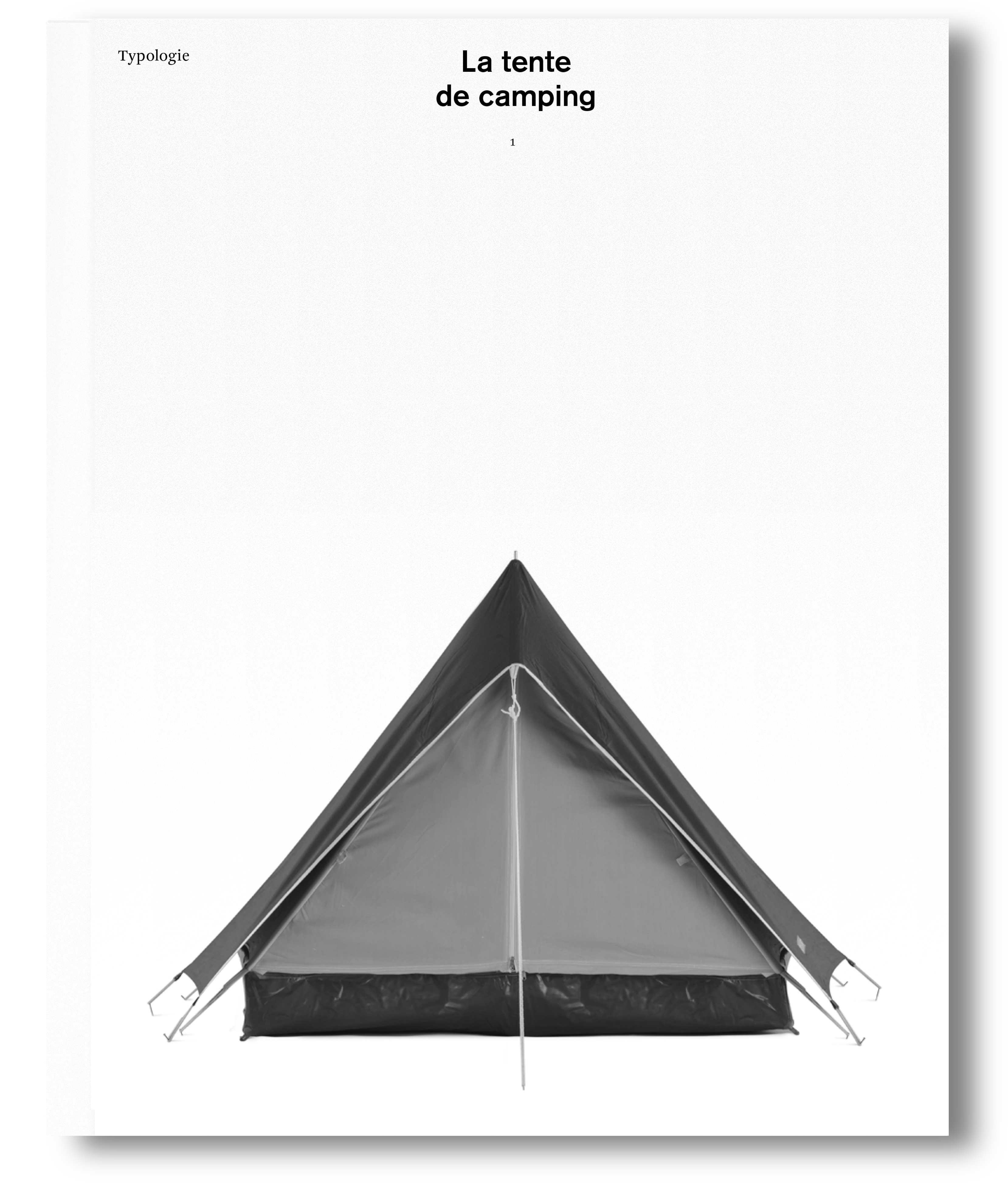 Book spread illustrated with photos of camping tents