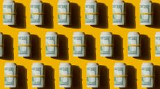 Abstract Pop Art Pattern of American dollars banknote bills on the yellow background