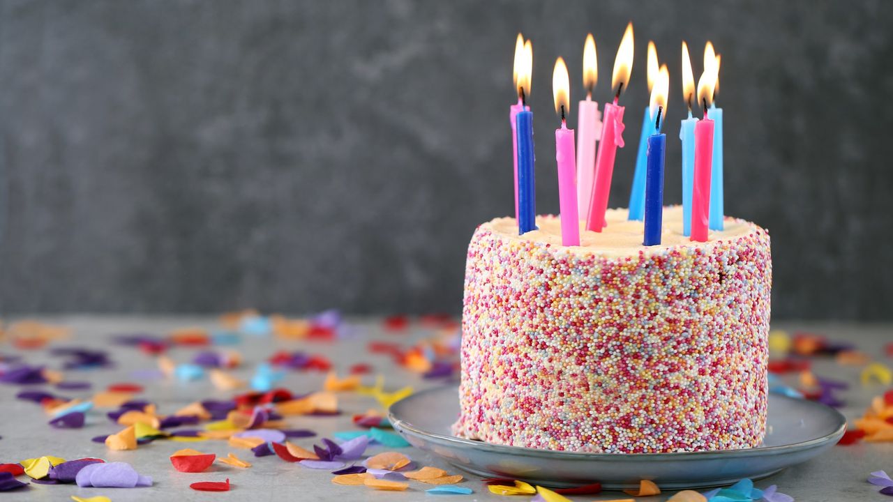 Birthday cake with candles.