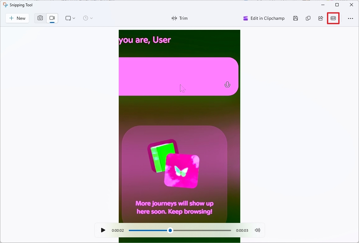 Snipping Tool create GIF option