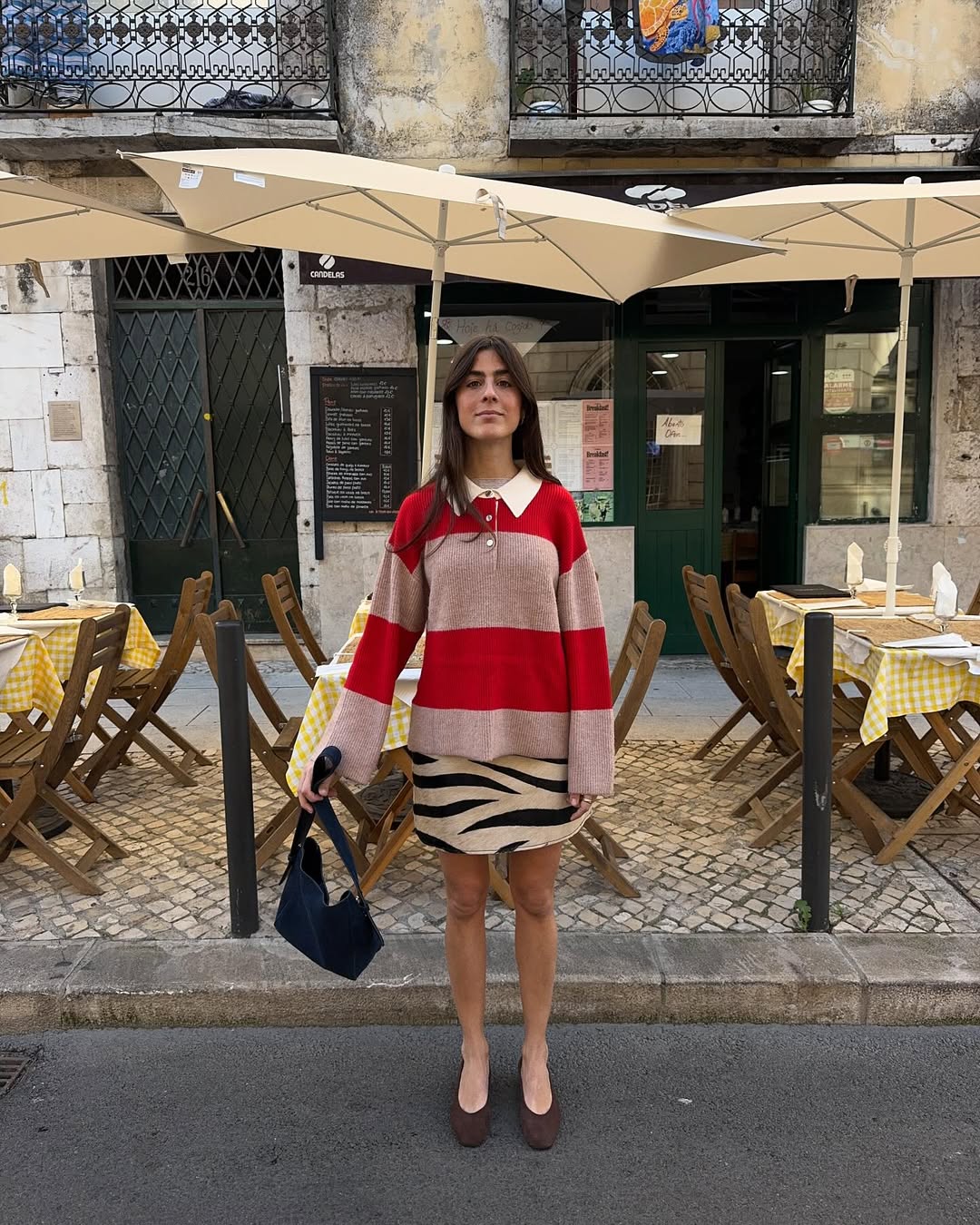 @vicmontanari wears pink rugby shirt and zebra print skirt