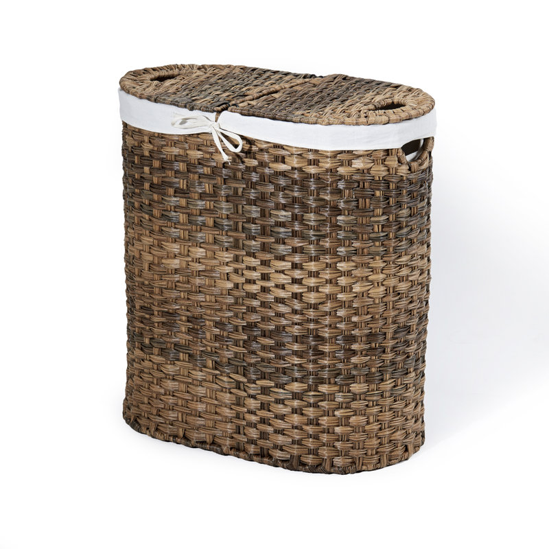 Seville Classics Handwoven Double Lidded Oval Hamper Sorter & Reviews | Wayfair
