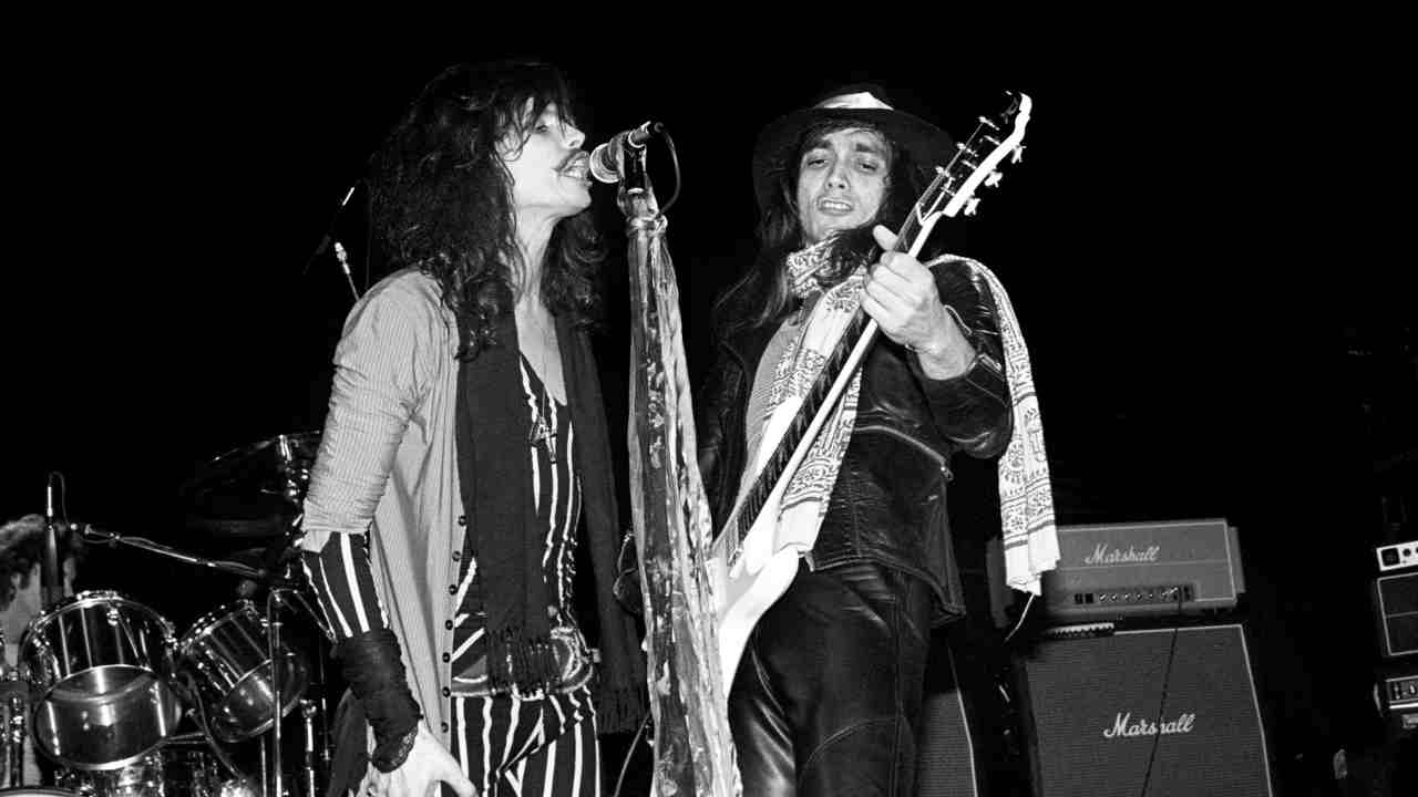 Aerosmith&amp;rsquo;s Steven Tyler and Jimmy Crespo performing onstage in the early 1980s