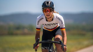 Carolin Schiff riding a gravel bike