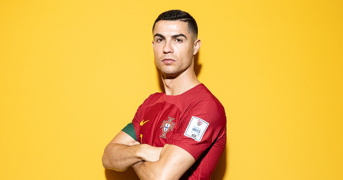 Cristiano Ronaldo of Portugal poses during the official FIFA World Cup Qatar 2022 portrait session on November 19, 2022 in Doha, Qatar.