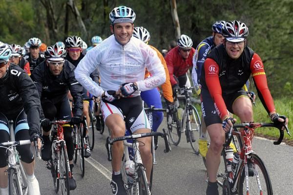 Philippe Gilbert (Omega Pharma - Lotto) doesn't mind the wet weather at all.