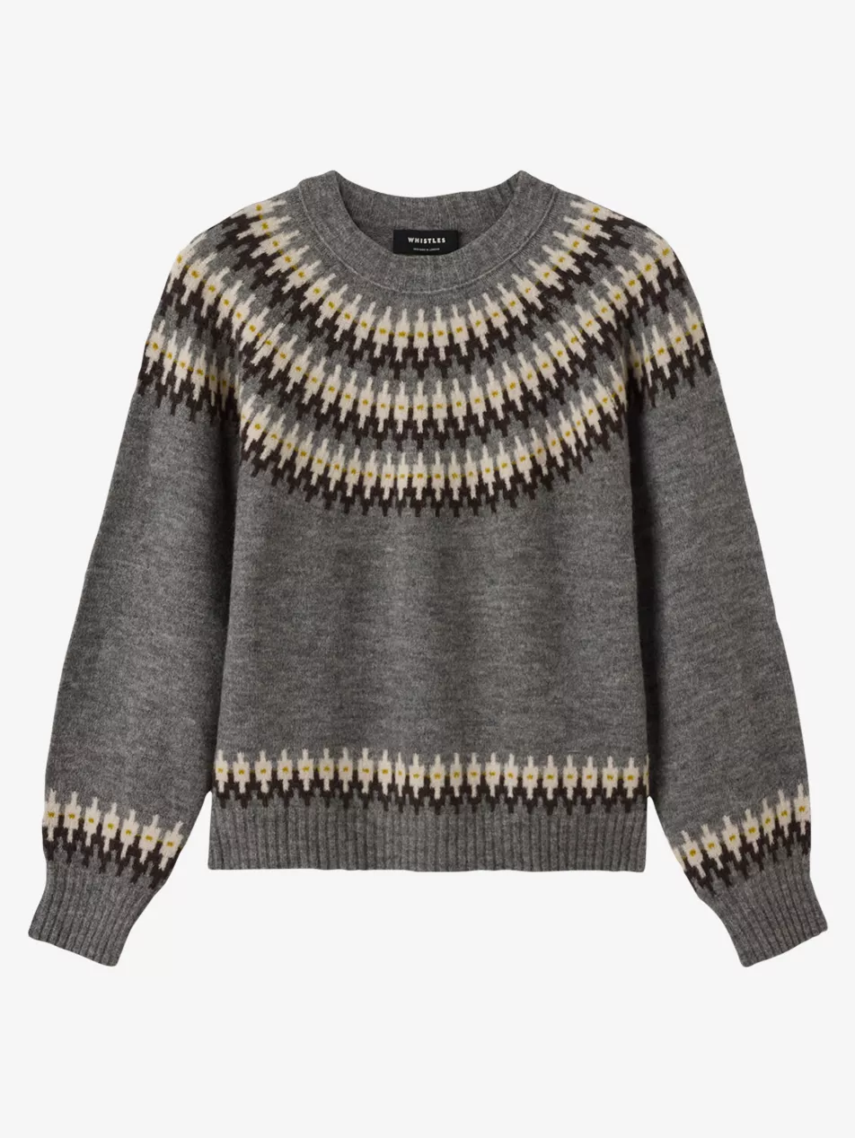 Fairisle Detail Knit Wool-Blend Jumper - Xs