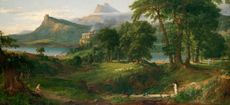 Thomas Cole, The Course of Empire: The Pastoral or Arcadian State, about 1834. Oil on canvas, 99.7 \00d7 160.6 cm. National Gallery, ccourtesy of the New-York Historical Society © Collection of The New-York Historical Society, New York / Digital image created by Oppenheimer Editions