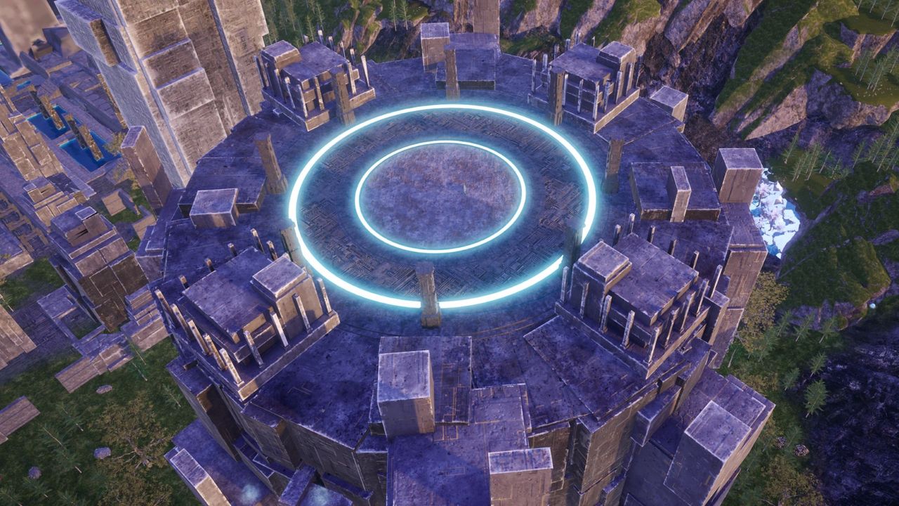 Palworld - A base location enemy raids can't reach on top of old ruins.